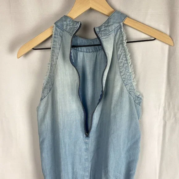 ANTHROPOLOGIE Cloth & Stone Laguna Blue Chambray Halter Romper - Picture 10 of 13